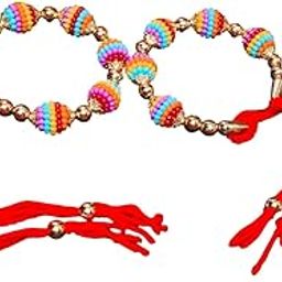 12Pcs, Designer Rajasthani Multicolor Beads Lumba Kada Rakhi for Bhabhi | Traditional Bracelet Style Rakhi-11