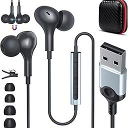 USB Headset with Microphone for PC 7.5 Ft Cable, USB A Headphones for Computer, Wired USBA Earbuds with Mute in-Line Stereo Noise Canceling Call Cord Laptop Earphones for Dell Surface Switch, Black-14