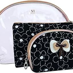 NFI essentials 3 Pcs. Cosmetic Pouch Makeup Pouch Semi-Circle Vanity Bag Travel Organizer Toiletry Pouch for Women Zippered Pouch Set, Large, Medium, Small-image-60