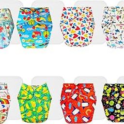 Dumbledo Premium Cloth Diaper with Cotton Insert (Pack of 8) | Hypoallergenic | Reusable & Washable | Adjustable Snaps | Trusted by Moms | 3 Months – 3 Years | Unisex Baby-image-10
