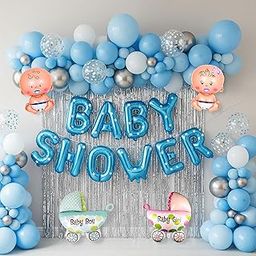 KIDZILO 121 Pcs Baby Shower Decoration Kit | Chrome, Confetti, Pastel & Metallic Balloons, Foil Banner, Curtains, Arch, Glue Dot | Boy & Girl Godh Bharai Celebration (Set 07)-image-97