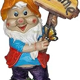 Wonderland Cute Welcome Gnome Statue | Resin Material | 15.7 Inches Height | Garden Decor, Balcony Decoration-image-87