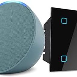 Amazon Echo Pop (Green) Combo with HomeMate Wi-Fi Smart 4 Gang Touch Switch (Black)-2