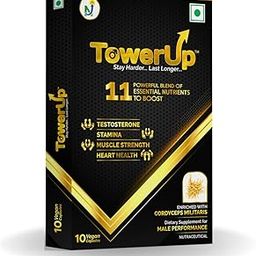 TOWERUP Dietary Health Supplement | 11 Powerful Blend of Essential Nutrients to Boost Testosterone, Stamina, Muscle Strength, Heart Health | 10 Vegan Capsules-image-21