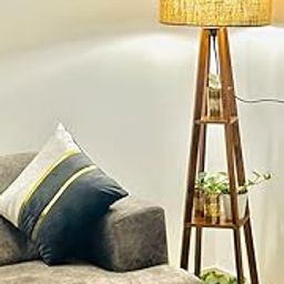 Wooden Floor lamp Modern Designed Jute Fabric with Khadi Shade Lamps for Home Decoration, Living Room, Bedroom Multiutility Floor Lamps - Color : Beige, Natural Jute-image-13