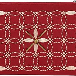 Embroidery Cotton Zipper Pouch for Women | Mini Packet | Handcrafted | Environmental Friendly | red-15