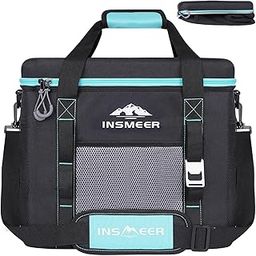 INSMEER Insulated Portable Cooler Bag, 60 Cans/40 Liters Hardtop Cover Chiller Ice Box, Soft Large Cooler Box for Travel Picnic Beer Cold Storage-image-57