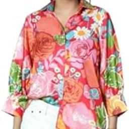 Women's Regular Fit Floral Printed Button Down Collar Casual Shirt-picture-9