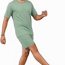 Cotton Blend Casual Round Neck Co-ord Set for Men's Half Sleeve Oversized T-Shirt and Shorts, Printed Casual Sleepwear & Loungewear Nightdress Night Suits Set-picture-33