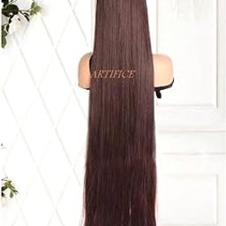 Artifice 5 Clip Straight Clip in Hair Extensions for Women Natural Soft Clip on Extensions Synthetic Thick Hairs for Any Event for Girls Hair Extension Ruby Fusion 36 inch-image-3