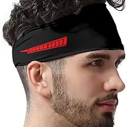 Men Women Unisex Headband Bike Riders Cycling Gym Workout Badminton Sports Sweatband etc (Black, red)-image-95