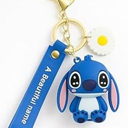 SwiftStyle Cute Sky Blue Bunny Keychain – 3D Silicone Design with Daisy Charm & Blue Strap-image-15