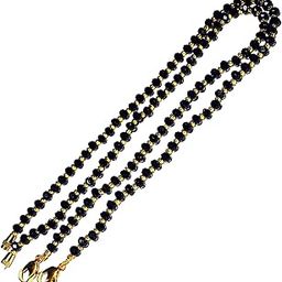 Gold Plated Crystal Laser Cutting Black Beads Mangalsutra and Tanmaniya Necklace Extender Accessories For Pendant Jewellery For Women And Girls-15