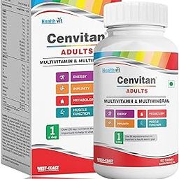Healthvit Cenvitan Adults Multivitamin & Multimineral with 26 Nutrients (Vitamins and Minerals) | Energy, Metabolism, Immunity and Muscle Function - 60 Tablets-31