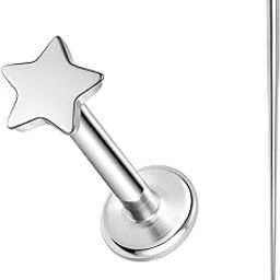 ASTM F136 Titanium 16G 8mm Piercing Jewelry helix earrings for Conch Tragus Helix Lip Labret Earlobe Hypoallergenic Internally Threaded Flat Back Cartilage Stud Earring Taper Insertion Pin-image-87