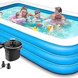 Havenzzy Swimming Pool with Electric Air Pump,Kids and Adults,Durable for Summer Fun Above Groun,Backyard,Garden-Easy Set Family Pool with Electric Air PUM Portable,Inflatable-picture-14