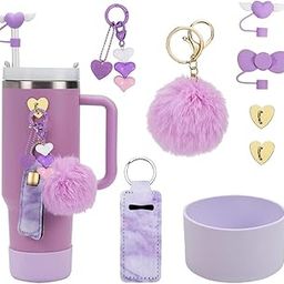 8PCS for Stanley Cup Accessories Set,for Stanley Straw Cover, for Stanley Cup 40oz Tumbler with Handle, Purple Decorative Charms Perfect for Personalization Gifts and Daily Use(Excluding Cups)-image-129