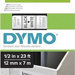 Dymo Compatible Labeling Tape, �" x 23', (12MM X 7MTR) Black Print on White Tape (45013) D1 Label Cassette, Split Back Easy Peel Adhesive-image-5