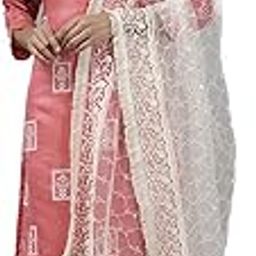 Women's Embroidered Net Dupatta/Stall (White_DP9WH4525_Free Size)-picture-1