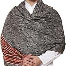 Men's Kullu Border Woven Cashmilon Wool Gents Shawls, Muffler, Stoles for Men, 100cm x 200cm-picture-3