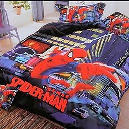 ELIZA KRAFTS 300TC Flat Bedsheets for King Size Bed 90 x 100 Inches,Bedsheet with 2 Pillow Covers,Spiderman Bedsheets for Kids Room,Hypoallergenic Bed Covers,Cotton Feel Bedsheet King Size Double Bed-image-46