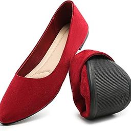 Women’s Black Flats Shoes Comfortable Suede Pointed Toe Slip On Casual Ballet Flats Dress Shoes Nude Flats-image-17