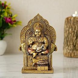 7" Poly Resin Lord Kuber Statue for Wealth and Harmony | God kuber Idol | Murti | Statue | showpiece for Home | Kuber ji ki murti for puja Decorative Showpiece. (Multi Color)-image-39