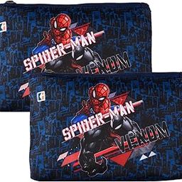 Pack of 2 Pencil Pouch | Pen-Pencil Box for Kids | Square Stationary Pouch | School Geometry Pouch | Pencil Utility Bag | Zipper Pencil Organizer | Marvel Spider-Man | Navy Blue-10