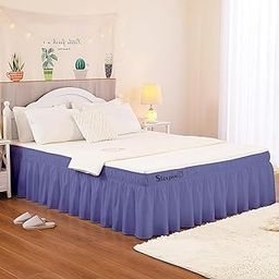 SLEEPINO Wrap Around Bed Skirt for Double Bed (48” x 72” Inch) - 18” Inch Drop Length Wrinkle Free Brushed Microfiber Fabric Bed Skirt | Easy Elastic Feet | Machine Washable | Medium Blue-image-4