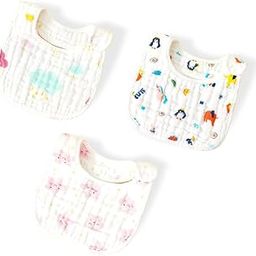 Chinmay Kids Cute Printed Muslin Bibs for Newborns | Ideal for Feeding, Eating, and Drooling | Machine Washable | U-shaped Snap Baby Bib | Combo of 3-12