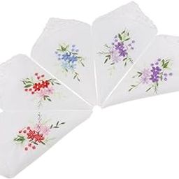 5pcs Womens White Flower Embroidery Cotton Lace Handkerchiefs Hanky 02| Womens Accessories | Scarves & Wraps|5 Piece Ladies Hankerchiefs-image-58