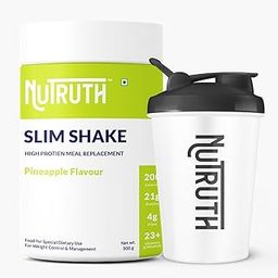 High Protein Meal Replacement Slim Shake + 500 Ml Shaker | 21 Gm Protein/Serving | Weight Control & Management Protein Shake (500 Gm) (Pineapple)-19