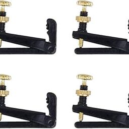 BNF Violin Fine Tuner Adjuster 4 Pcs | Fits 3/4-4/4 Violin | Black Gold Metal | String Instrument Parts | Peg Beats | Kadence Fine Tuner | Violin Spare Parts-48