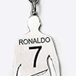 Key Ring Sports Jersey Number 7 Ronaldo Silhouette Keychain, Metal, Silver-image-42