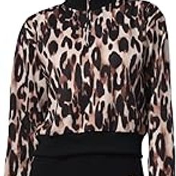 Animal Print Brown Women's Sweatshirt-Fleece, (10690)-image-79