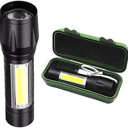 WRADER USB Charging Waterproof Metallic Body Mini Torch LED Zoomable COB Torch Flashlight Hand Torch Light (Pack of 1, Rechargeable)-14