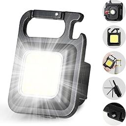 ALCY LED Mini Cob Keychain and Magentic Flashlight Portable USB Rechargeable Light 3 Light Modes with Folding Bracket,for Walking Camping?Square?,Black, 1000 Lumen-image-77