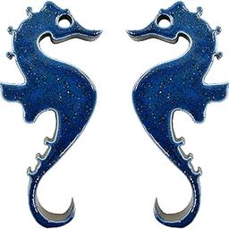 Meridian Tile Products Porcelain Swimming Pool Step Marker Mosaic 3.5" x 2"Glitter Sea Horse (1 Right & 1 Left 2) Blue-picture-23
