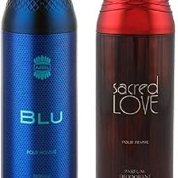 Ajmal Blu Homme & Sacredlove Deodorant Spray Gift For Men & Women (200 ml, Pack of 2)-31