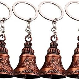 Combo of 4 Guardian Bell For Bike Keychain | Good Luck Charm for Bike, Car, Home | Tibetan Style Antique Copper Key Chain for Positive Energy & Protection | Combo of 4 Bronze Guardian Bell-image-89