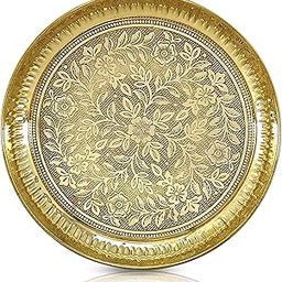 BENGALEN Brass Pooja Plate Puja Thali Very Small 4 Inch Arti Thali Set Traditional Designed Handcrafted Thal for Puja Ghar Home Office Mandir Diwali Weeding Return Gift Items-29