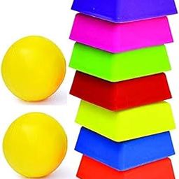 CARTEL Lagori Pitthu Set for Kids | 7 Colorful Plastic Blocks with Ball | Traditional Indian Sitoliya | Indoor & Outdoor Toy for Boys & Girls | Durable Family Play Set-10