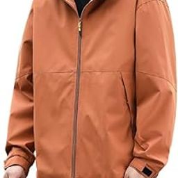 Men’s Hooded Oversized Mountain Jacket Rust Color Wind and Water-Resistant Coat-image-14