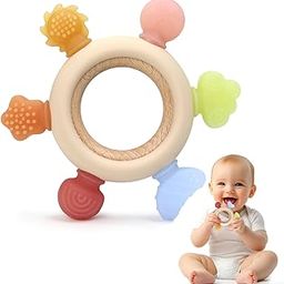 Teether for Baby, Silicone Teether for 3 to 6 Months Baby, Babys Teething Relief, Babys Chew Toys for Sensory and Developmental Play for Toddler 100% BPA Free Food Grade Silicone-6