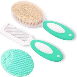 Baby Hair Brush and Comb Set for Newborns & Toddlers | Natural Soft Goat Bristles | Ideal for Cradle Cap | Perfect Baby Registry Gift (Green)-image-74