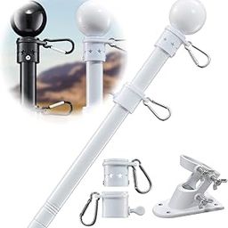 Flag Pole Holder for Outside House - 6ft Stainless Steel Heavy Duty Flagpole Kit,Tangle Free,2 Angle Bracket Mount for Grommet Flags,Banner,Garden Flag, Outdoor Residential Commercial Use,White-image-81