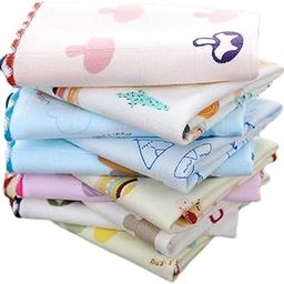 Kids Printed Cotton Small Size Handkerchief/Rumal/Face Towel- Super Soft and Absorbent | Multicoloured - Set of 6/12 - (25x25 cm)-28