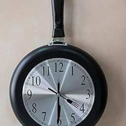 Jholaa Frying Pan Wall Clock | Quirky Kitchen Wall Clock in Frying Pan Design | Creative Kitchen Decor (Black)-image-94