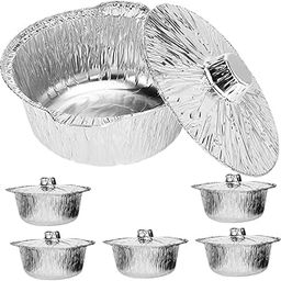 VANZACK 6pcs Aluminum Foil Pans Lids for Baking and Grilling Versatile Disposable Round Containers for Cooking Roasting and Outdoor Events for Picnics and Camping-image-44