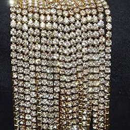 VRADAH Stone Chain 2mm (Pack of 2 Meters), White Rhinestone, Used for Jewellery Making, Decoration, Aari, Embroidery-picture-28
